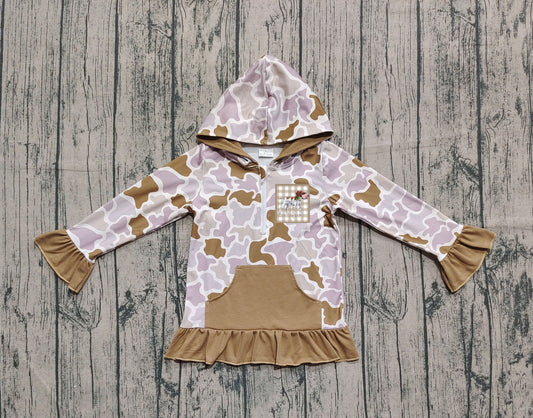 GT1134 embroidery dog camo long sleeve girl top coat pullover 202508  preorder