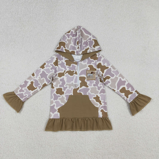 GT1134 embroidery dog camo long sleeve girl top coat pullover 202509 RTS