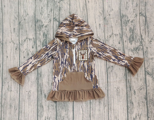 GT1135 embroidery deer camo long sleeve girl top coat pullover 202508  preorder