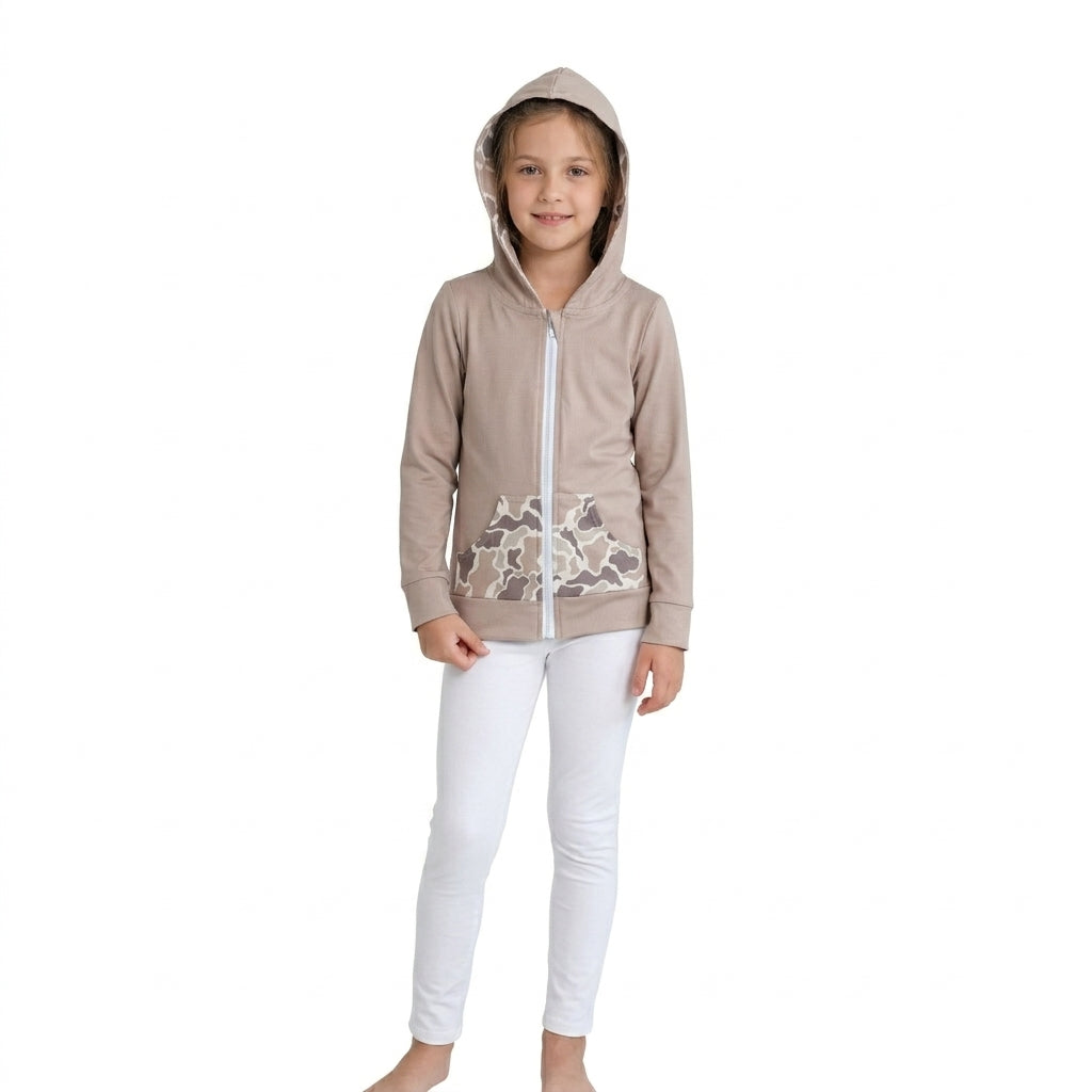 NO MOQ RTS GT1144 Baby Boy Clothes Camo Color Block Mixed Print Long Sleeve Zip Up Hooded Jacket 202610