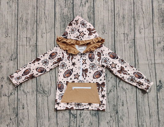 GT1152 Hoodie football  bow long sleeve girl top coat pullover 202509  preorder