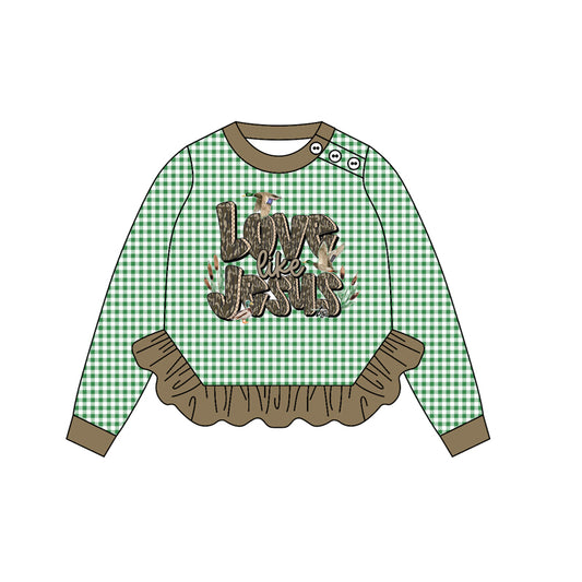 GT1153 love is Jesus long sleeve girl top coat pullover 202508  preorder（副本）