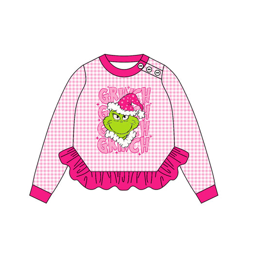 GT1154 Christmas Grinch  long sleeve girl top coat pullover 202508  preorder