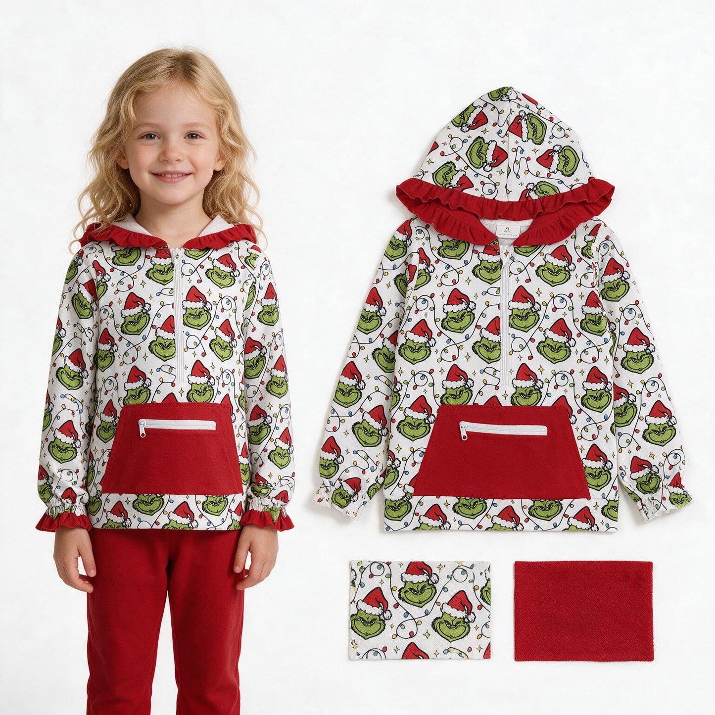 GT1163 hoodie Grinch girl  top zipper shirt  202508 RTS