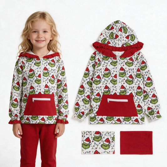 GT1163 hoodie Grinch girl  top zipper shirt  202508 RTS