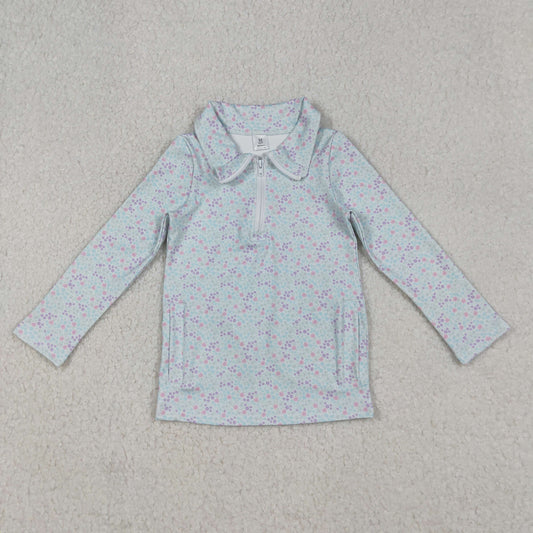 GT1182 Flower blue girl top coat pullover  202509 RTS