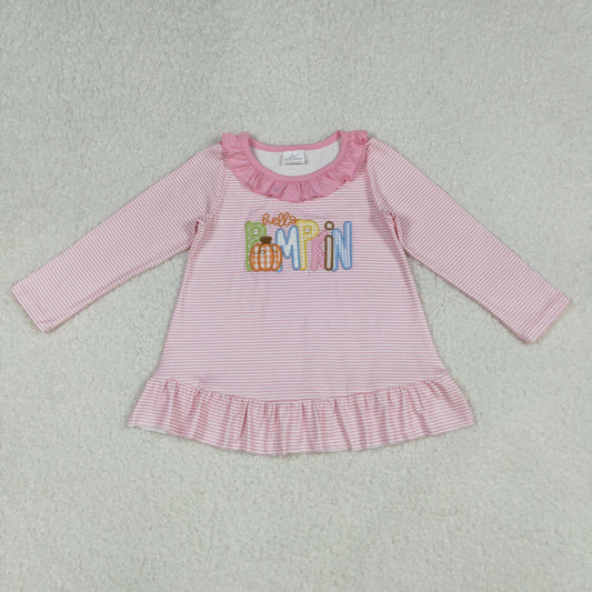 GT1183 Embroidery PUMPKIN Halloween girl top coat pullover  202509 RTS