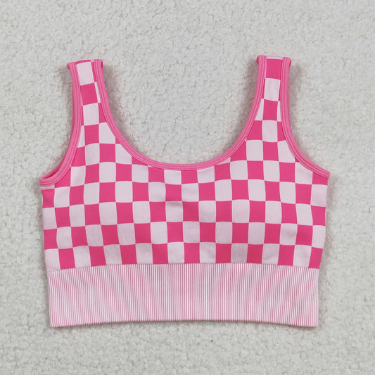 GT1190  adult Checkerboard pink top  women 202509 sibling  RTS Free shipping order $100+