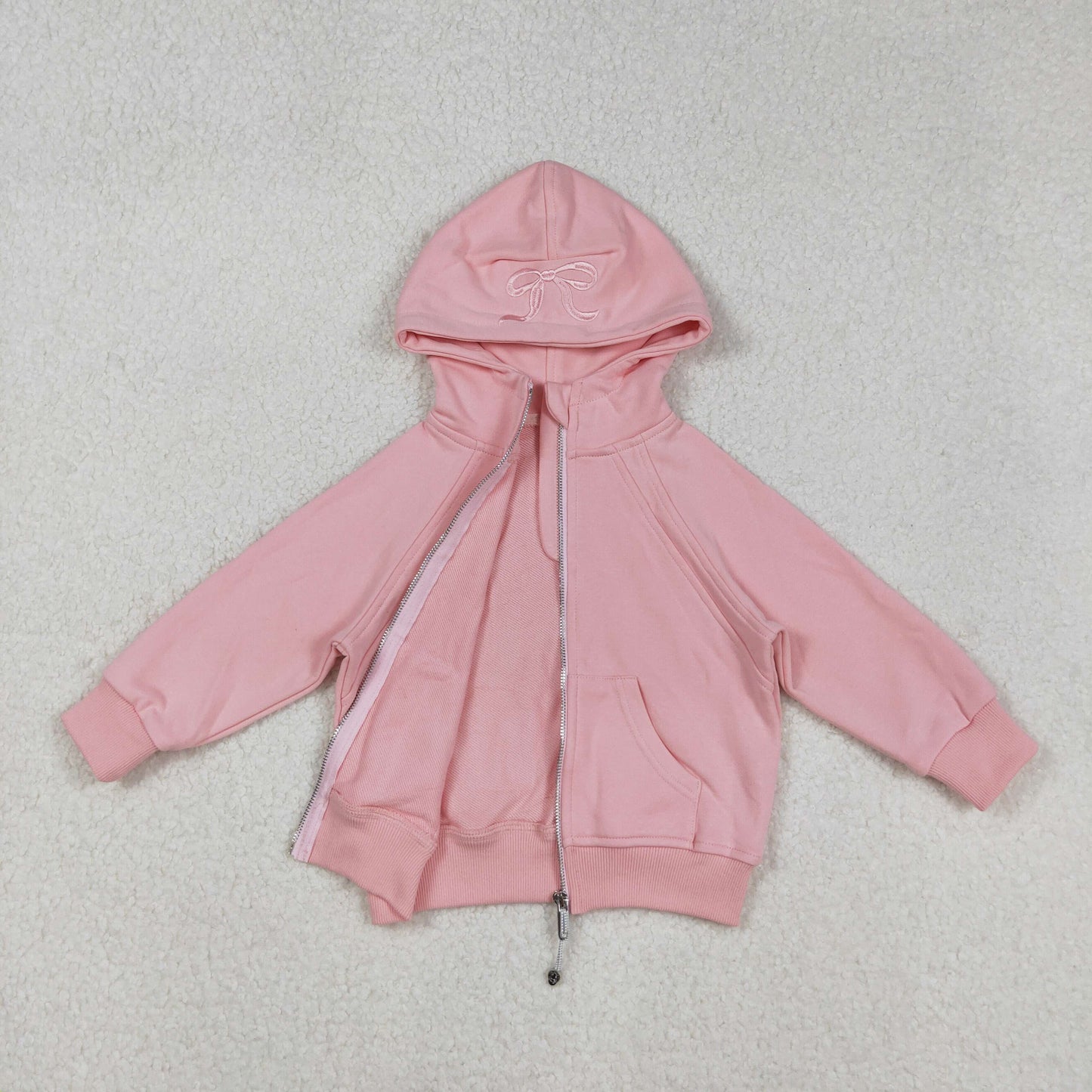 GT1201 Embroidery pink fall hoodie Christmas BOW Embroidery girl top zipper coat 202509 RTS