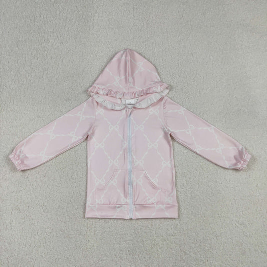 GT1246 ruffle hoodie pink girl top coat pullover  202512 RTS