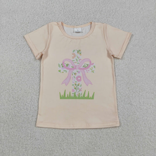GT1397 Easter cross rabbit top kids girl  202511 RTS