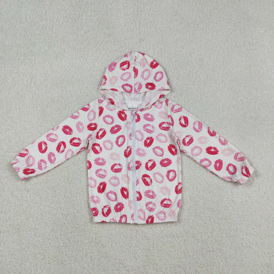 GT1420 mouth lip  ruffle hoodie pink girl top coat pullover  202512 RTS