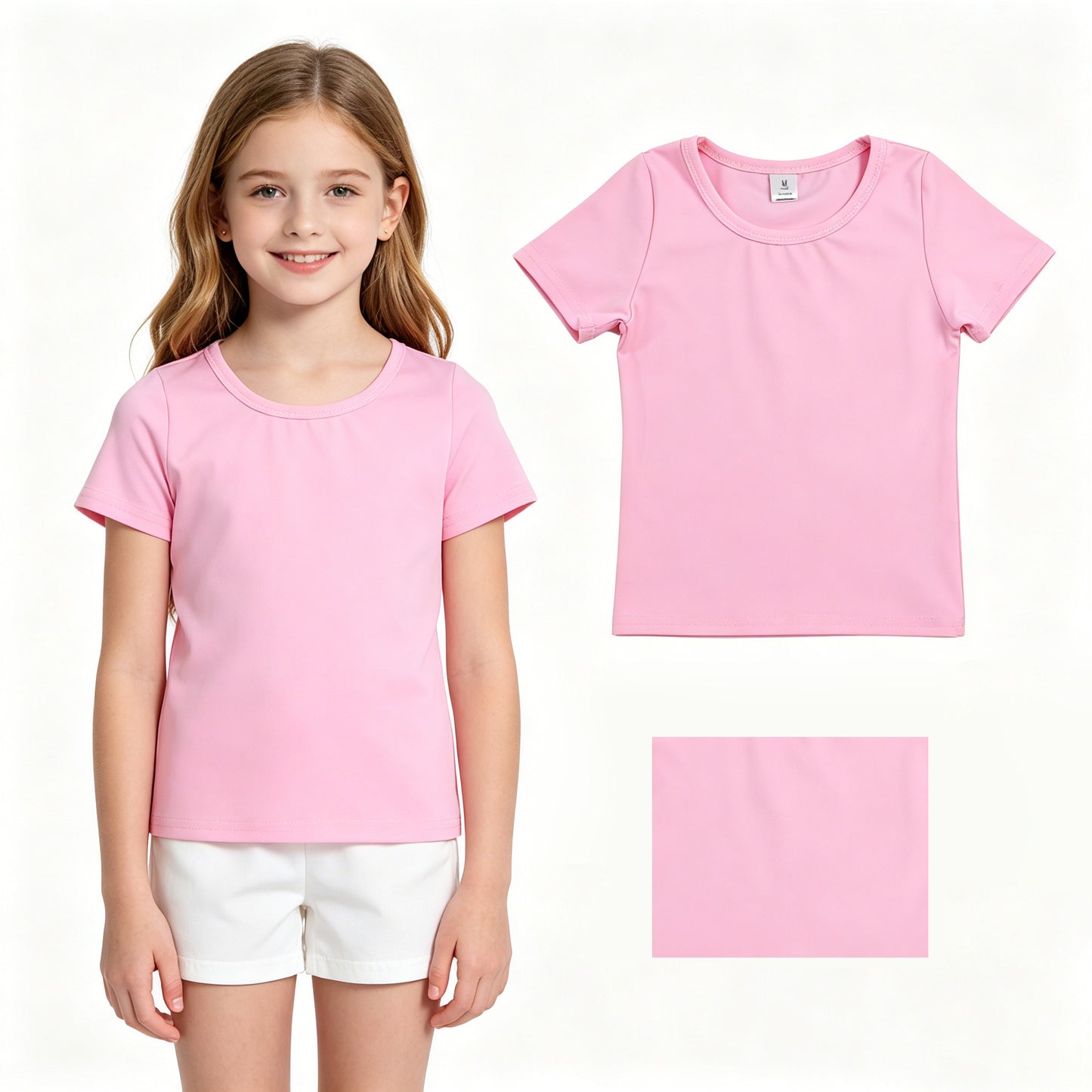 GT1630 pink solid color yoga tee girl top  202607 RTS