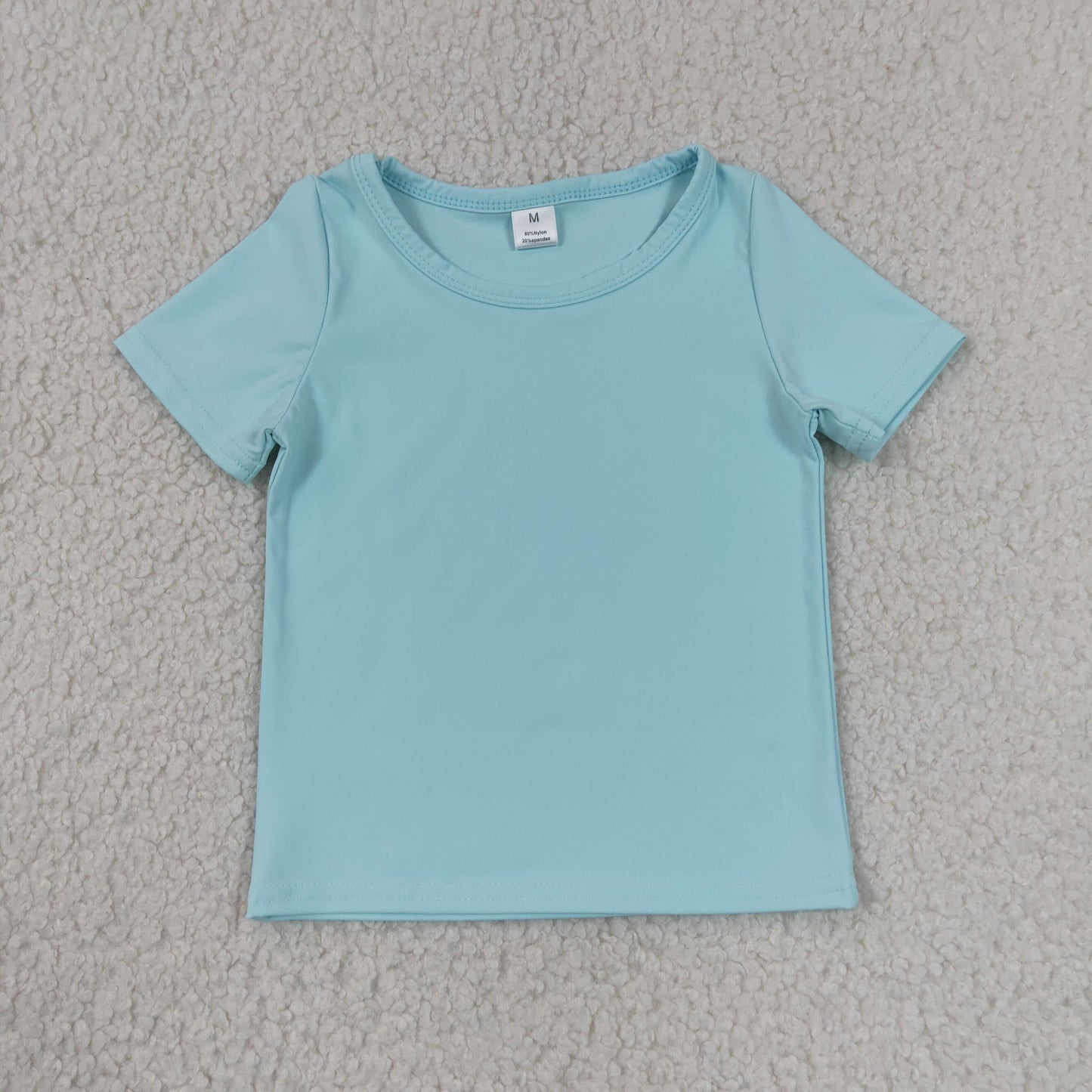 GT1631 teal blue solid color yoga tee girl top  202607 RTS