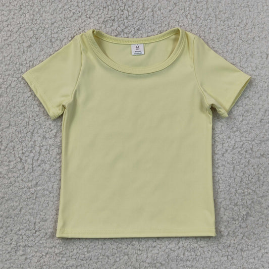 GT1632YELLOW solid color yoga tee girl top  202607 RTS