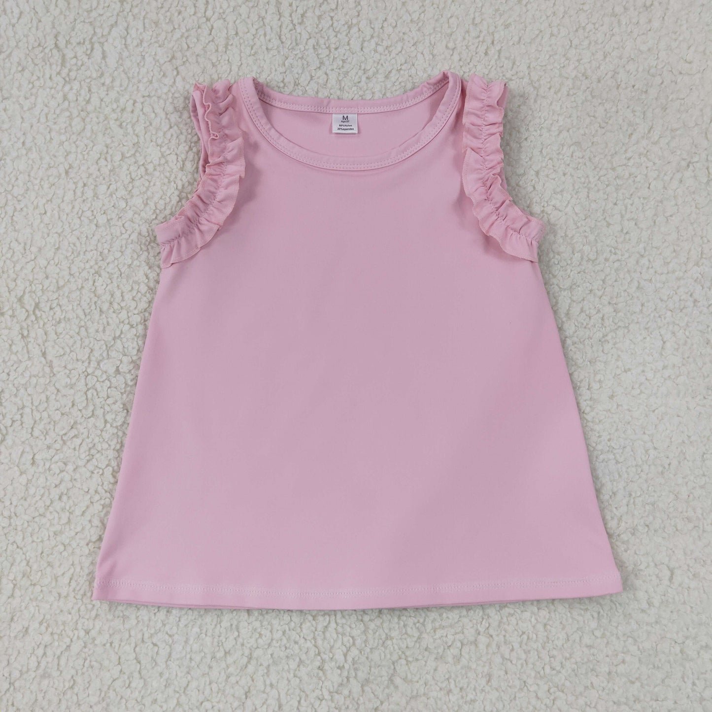 GT1701 Solid Pink Flutter Strap Loose Kids Casual Tank Top  202607 RTS