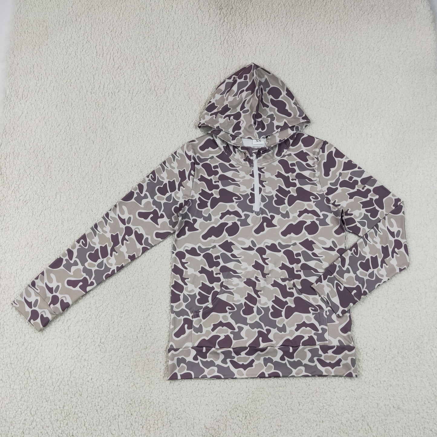 GT1707 adult MEN  Adult Grey Camo Full Zip Long Sleeve Hooded Jacket 202607 sibling RTS