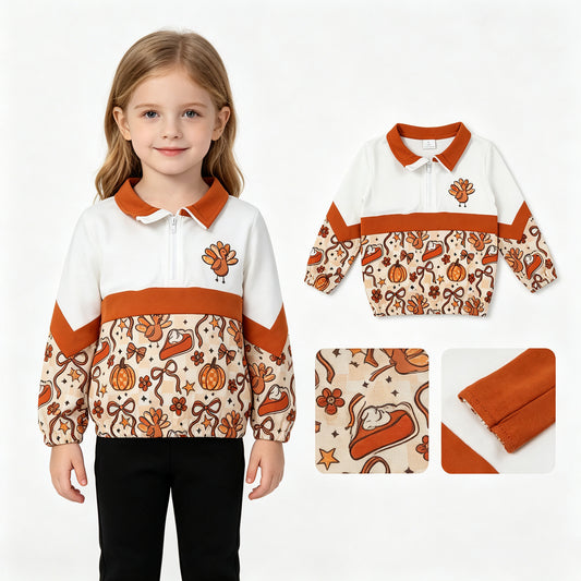 GT1723 thanksgiving turkey bow Kids Pullover GIRL 202608 RTS