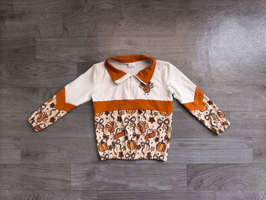 GT1723 thanksgiving turkey bow Kids Pullover GIRL 202607 preorder