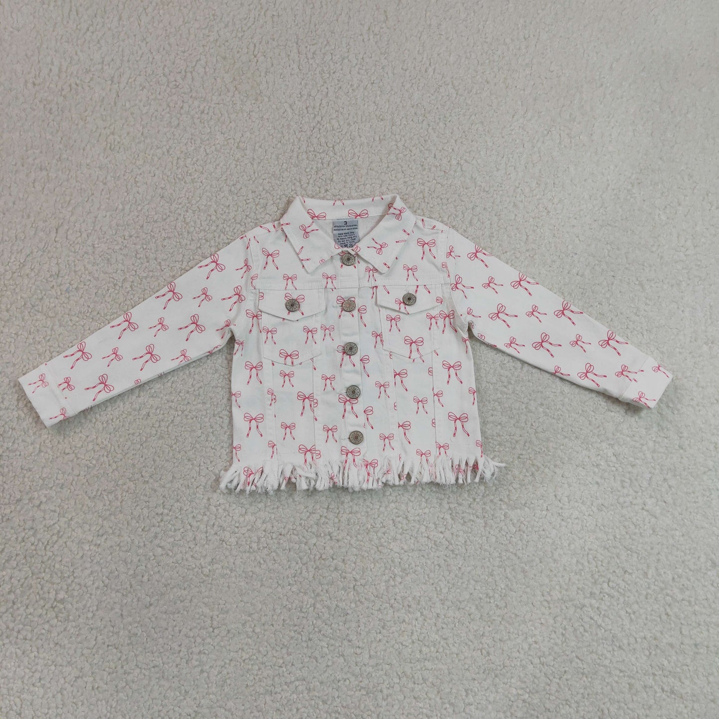 GT1729 Button Girls Kids Bow Fringed Denim Jacket RTS 202630