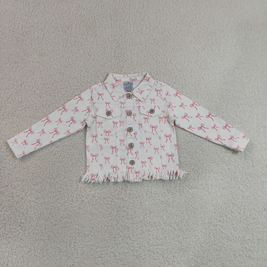 GT1729 Button Girls Kids Bow Fringed Denim Jacket RTS 202630