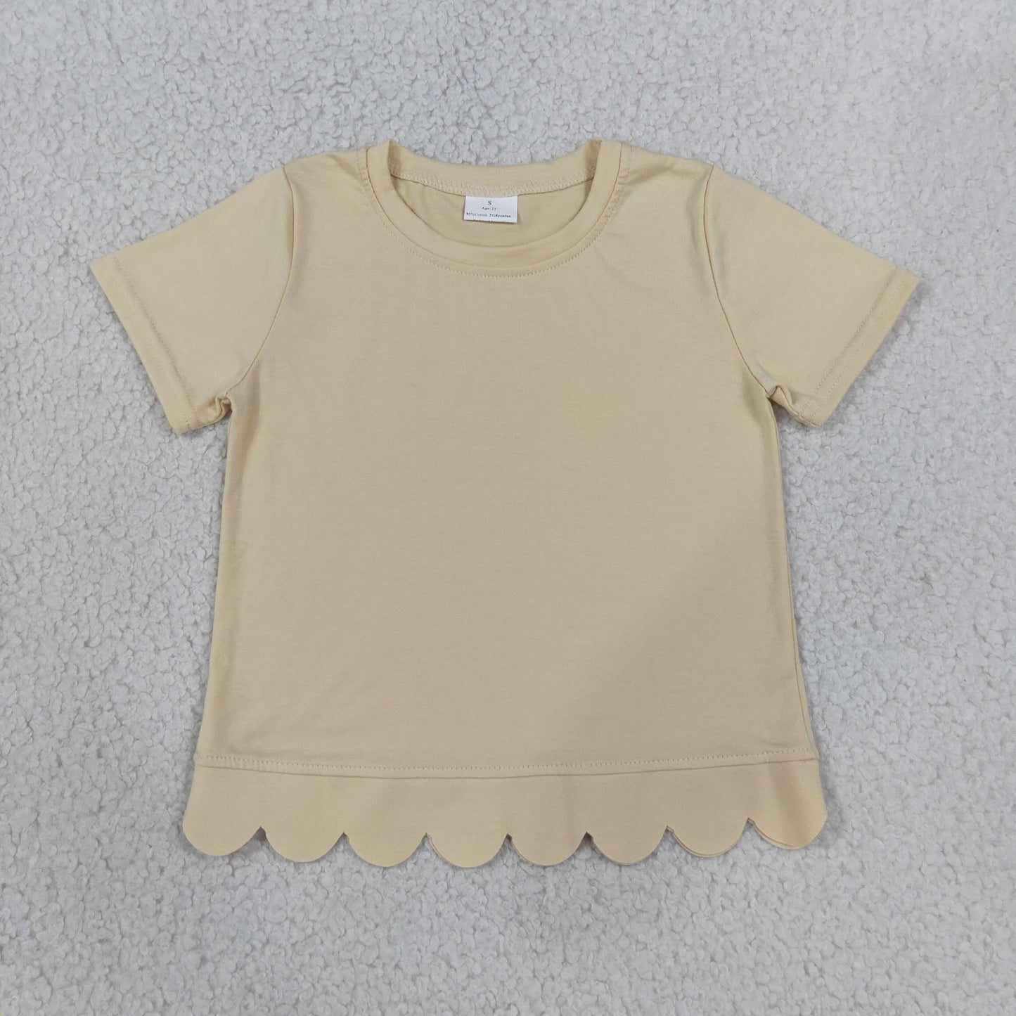 RTS GT1770 scallop Kids Scalloped Trim Short Sleeve T‑Shirt 202608
