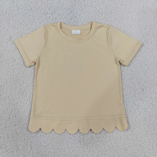 RTS GT1770 scallop Kids Scalloped Trim Short Sleeve T‑Shirt 202608