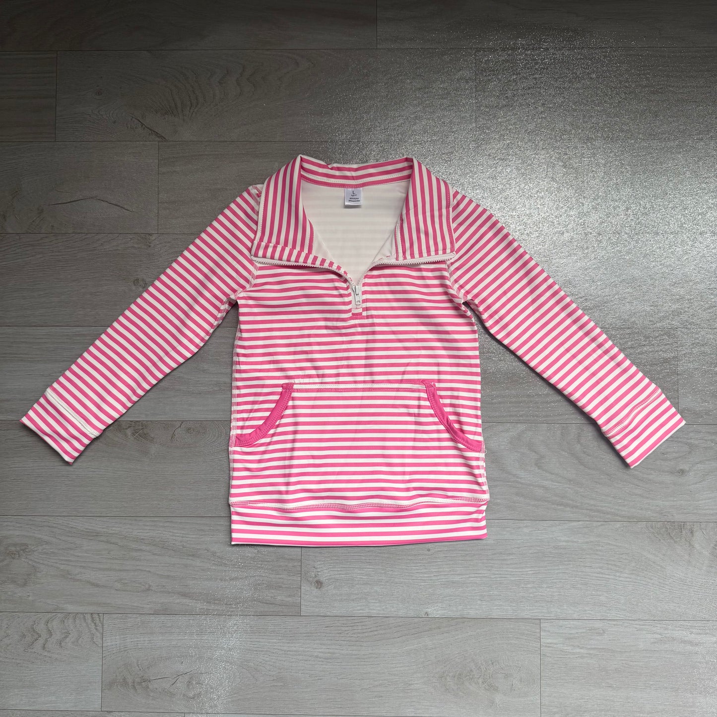 GT1783 Stripe zipper pink top pocket girl top 202608