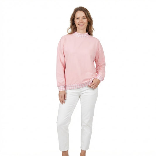 RTS NO MOQ GT1794 Adult Women Clothes SOLID COTTON  pink Long Sleeve Stand Collar Top Short Pant Set