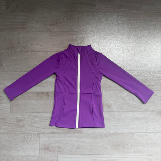 GT1803 yoga solid zipper purple top pocket girl top 202608