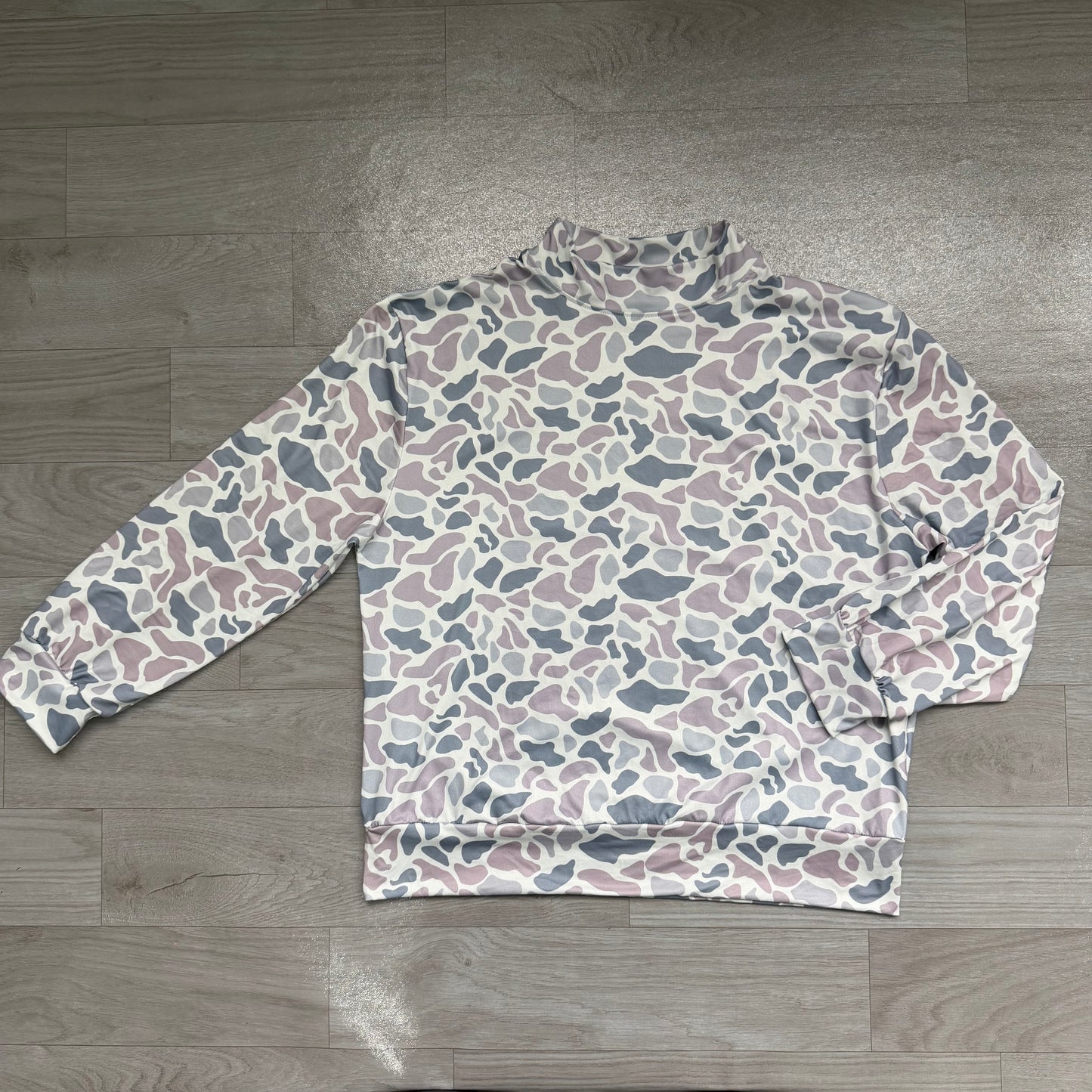 RTS GT1816 Muted Tone Camo Print Stand Collar Women Active Yoga Pullover Top 202608