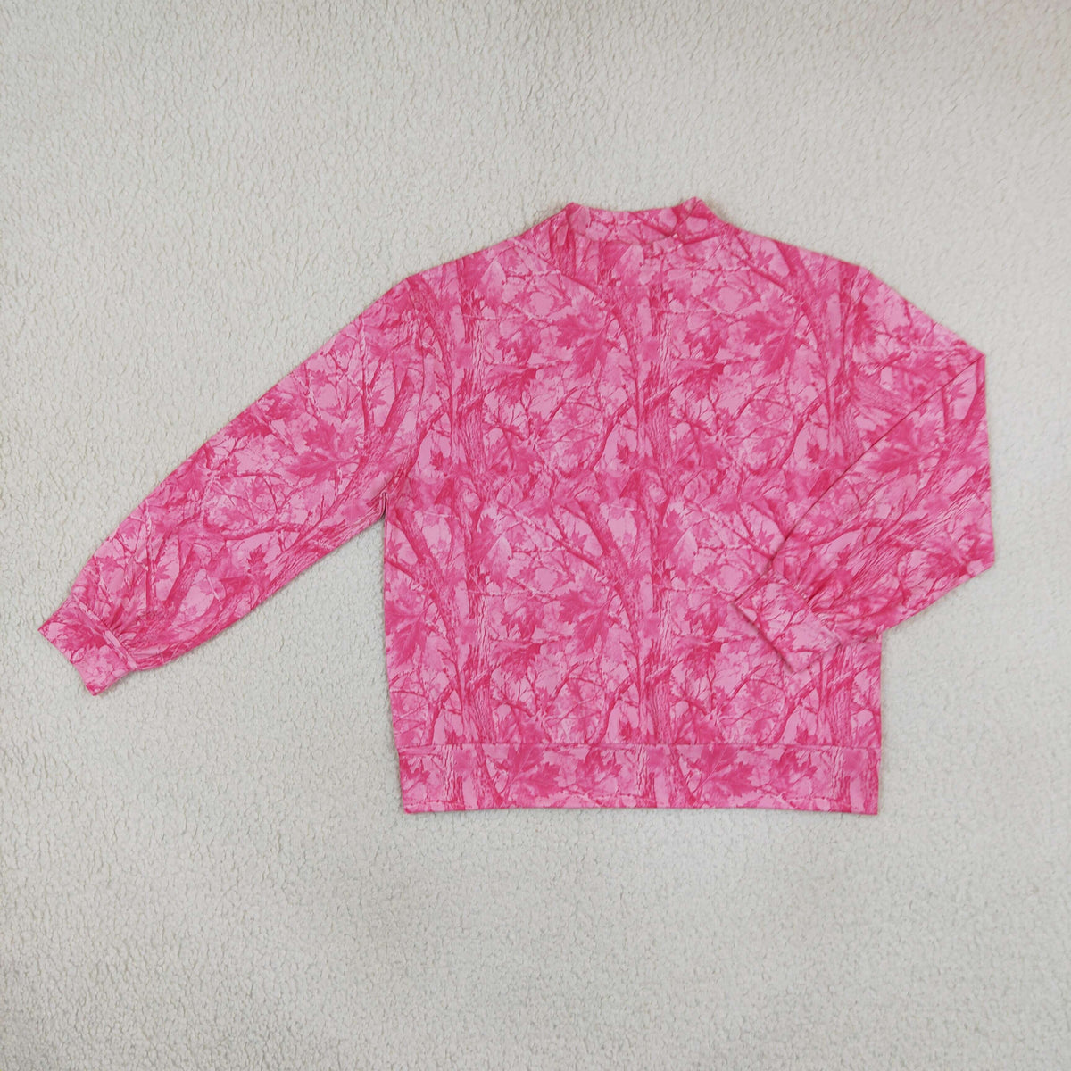 NO MOQ RTS GT1824-women Clothes Pink Tree Camo Allover Print Long Sleeve Mock Neck Sweatshirt 202610
