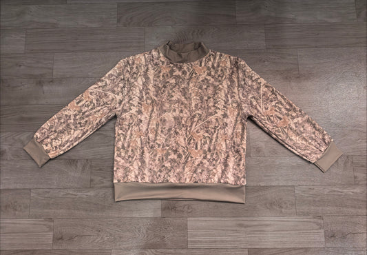 Sample-Real Pics GT1883 Women Clothes Wild Nature Camo Print Long Sleeve Mock Neck Sweatshirt