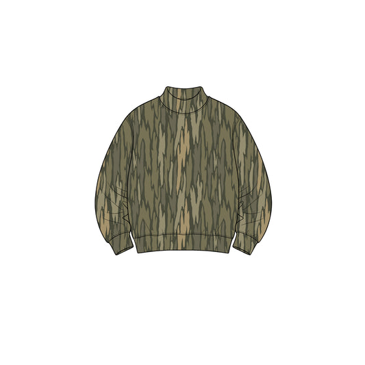 GT1897 Yoga girl long sleeve Mock Neck Sweatshirt Oversized Woodland Camouflage Pullover oversize top 202609 preorder