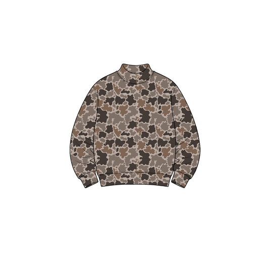 GT1898 Yoga girl long sleeve Mock Neck Sweatshirt Oversized Woodland Camouflage Pullover oversize top 202609 preorder