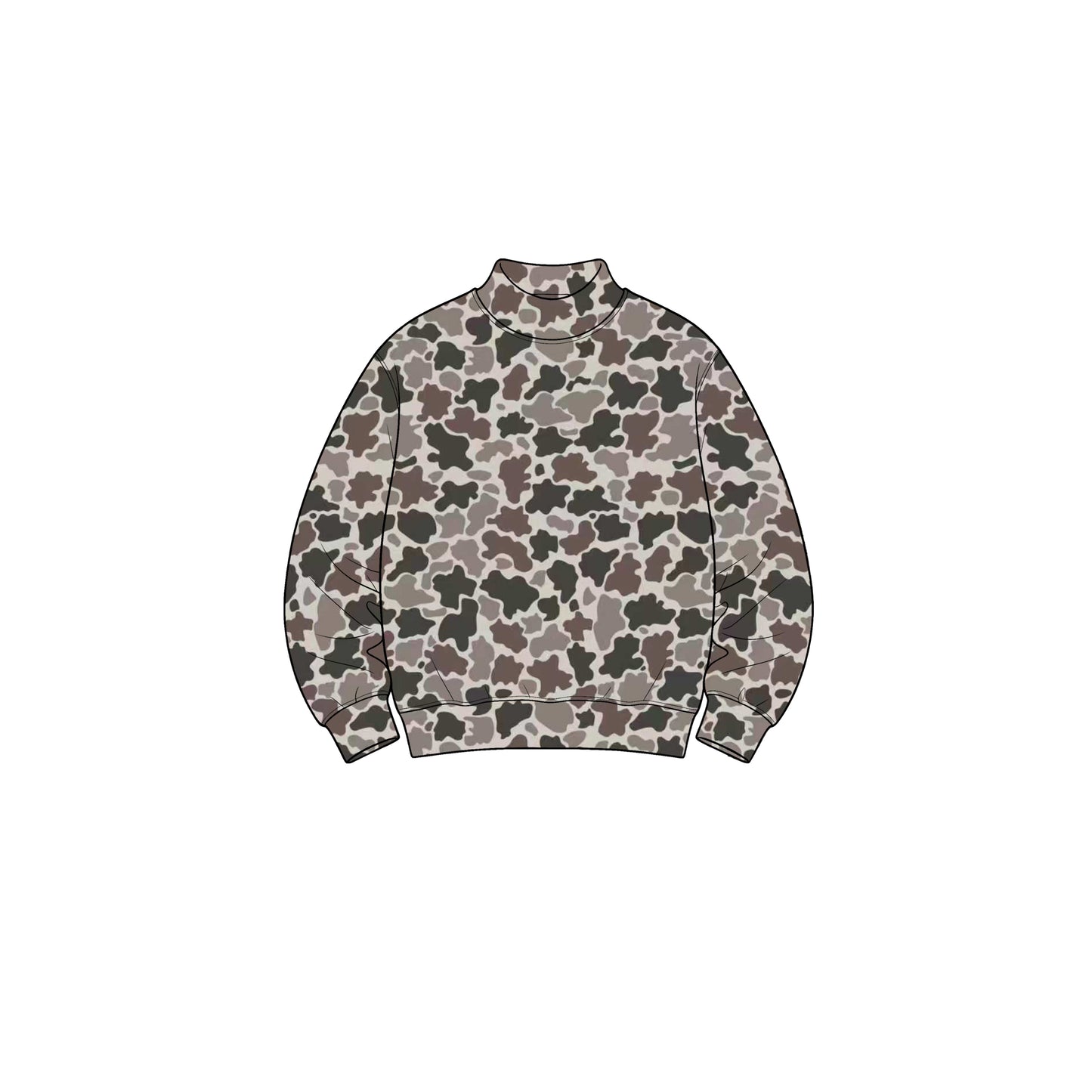 GT1899 Yoga girl long sleeve Mock Neck Sweatshirt Oversized Woodland Camouflage Pullover oversize top 202609 preorder