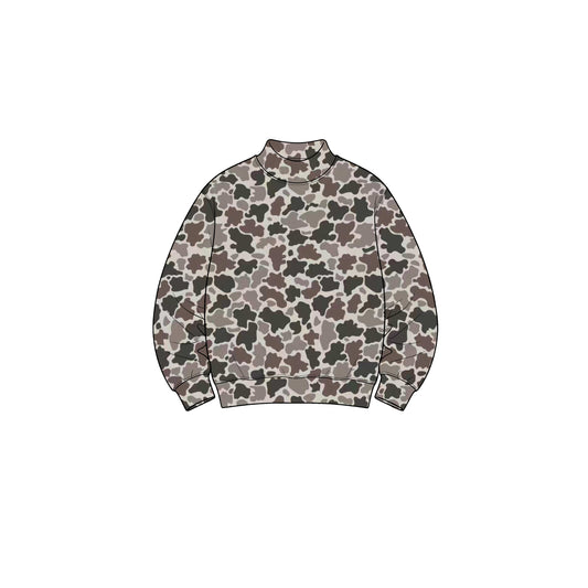 GT1899 Yoga girl long sleeve Mock Neck Sweatshirt Oversized Woodland Camouflage Pullover oversize top 202609 preorder