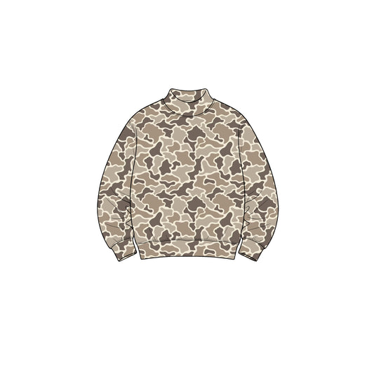 GT1901 Yoga girl long sleeve Mock Neck Sweatshirt Oversized Woodland Camouflage Pullover oversize top 202609 preorder