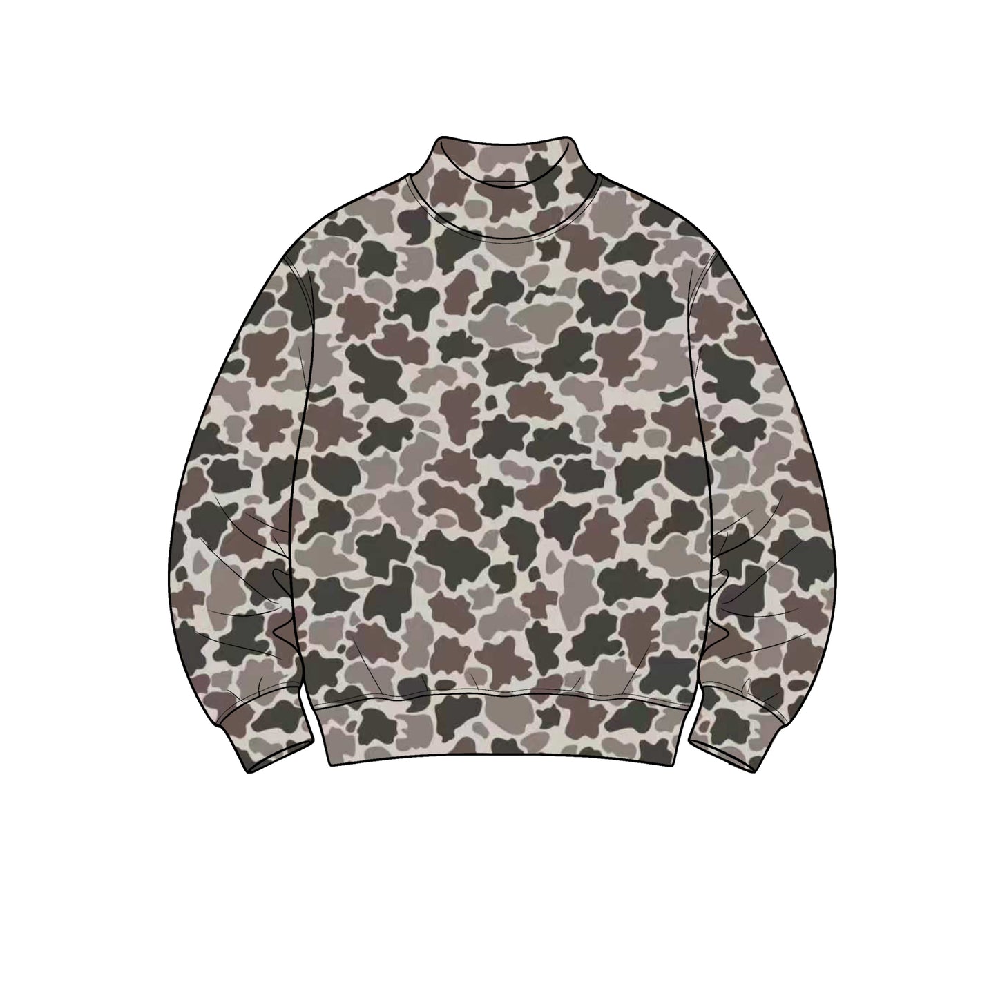 Preorder GT1909 Grey Brown Leopard Camo Yoga Pullover for Women Stretch Mock Neck Long Sleeve Active Top