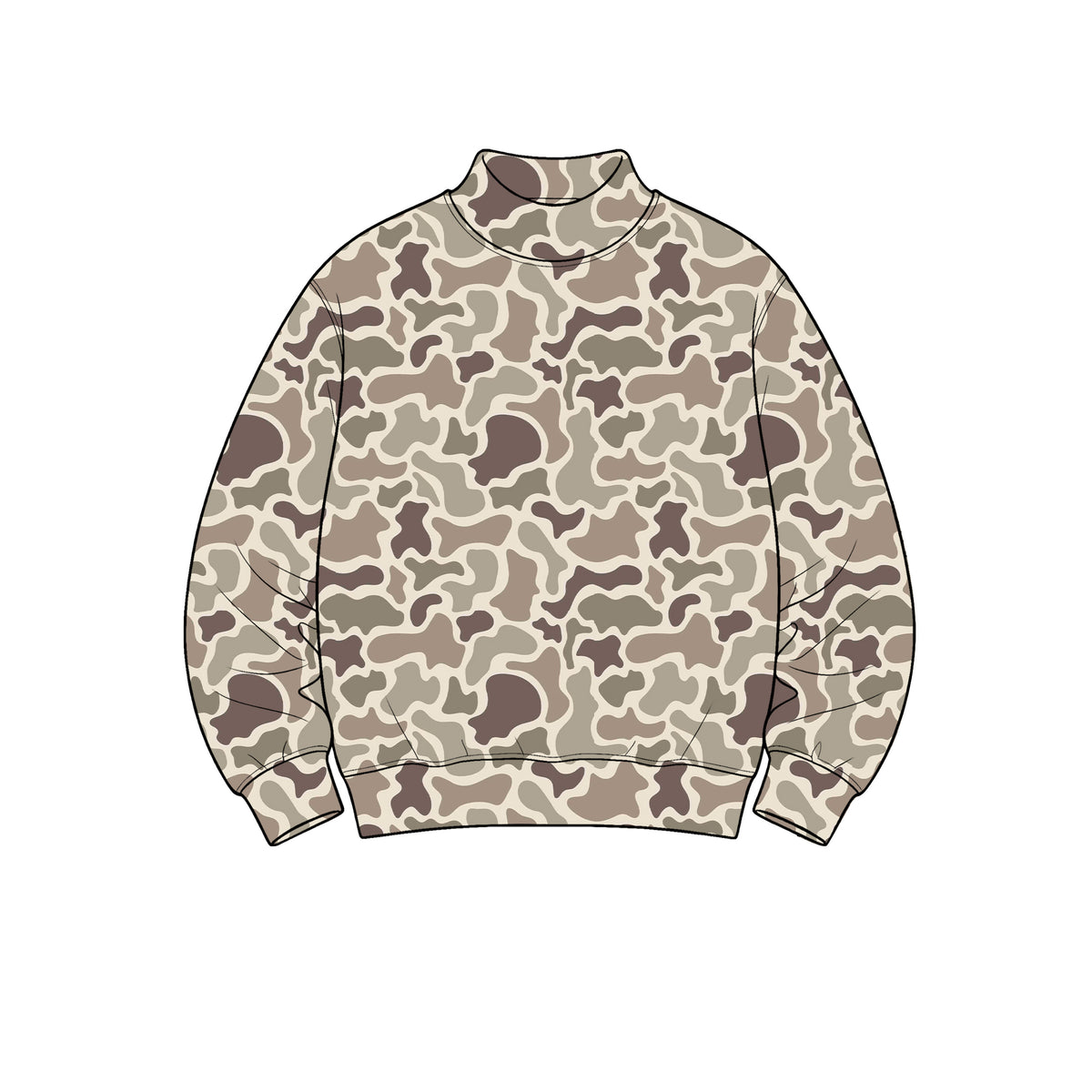 Preorder GT1910 Beige Stone Camo Yoga Pullover for Women Stretch Mock Neck Long Sleeve Active Top