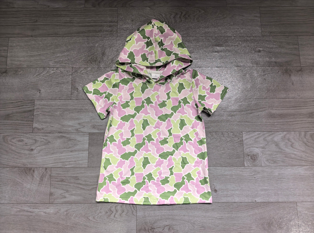 Sample-Real Pics GT1918 Baby Girl Clothes Easter Bunny Camo Allover Print Short Sleeve