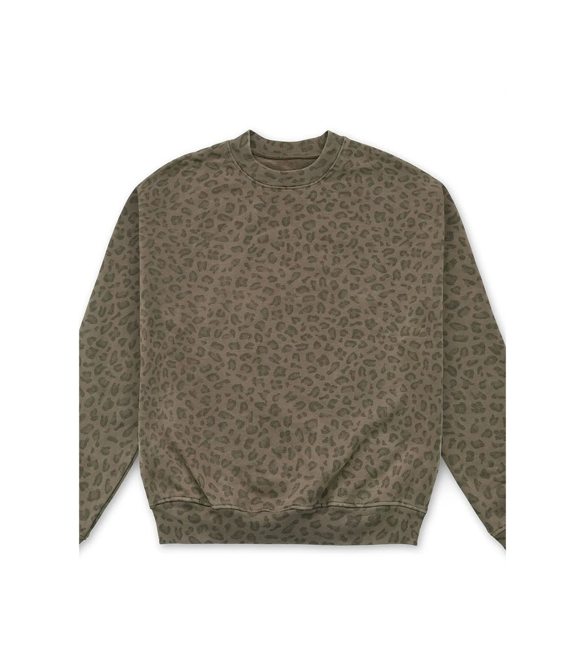 Preorder (moq 5) GT1941 Baby Girl Clothes Vintage Olive Leopard Allover Print Long Sleeve Crew Neck Sweatshirt
