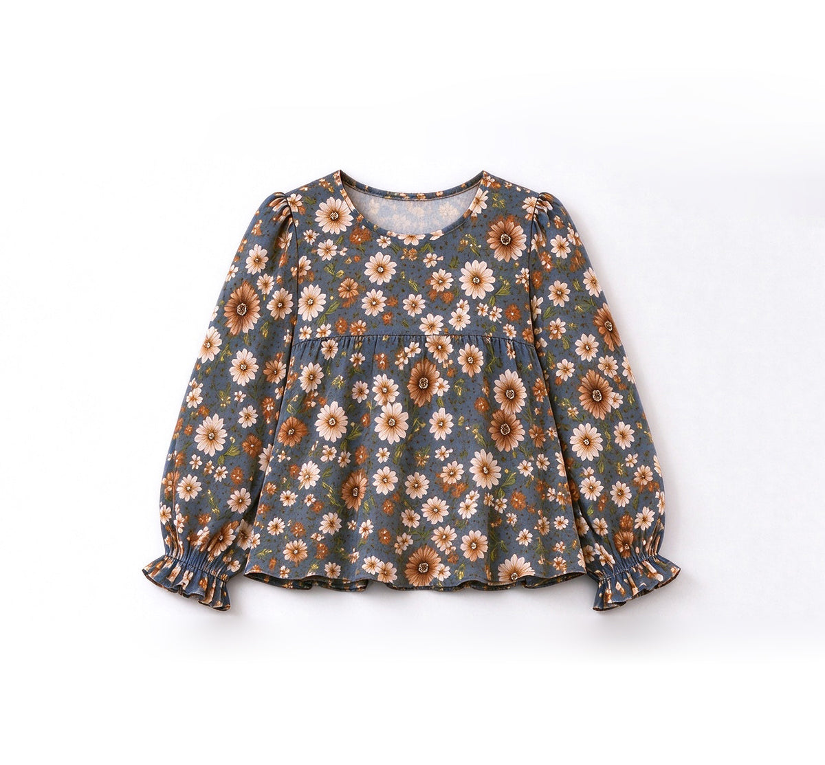 Preorder (moq 5) GT1945 Baby Girl Clothes Vintage Floral Print Long Sleeve Blouse Top