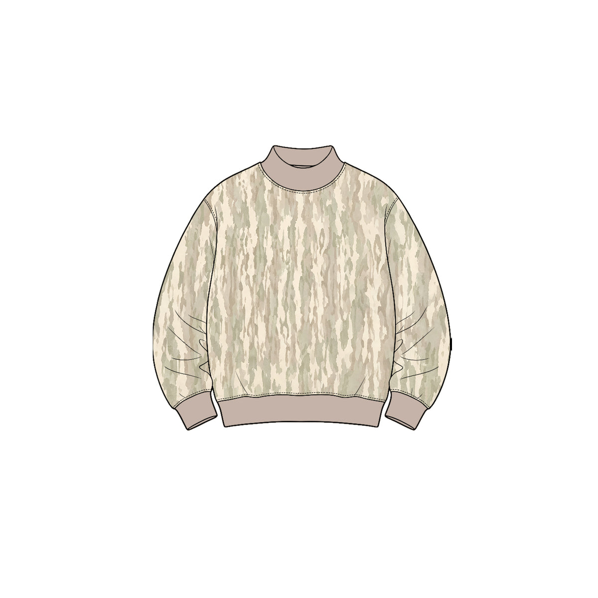 Preorder (moq 5) GT1952 Baby Girl Clothes Watercolor Camo Mixed Print Long Sleeve Mock Neck Top