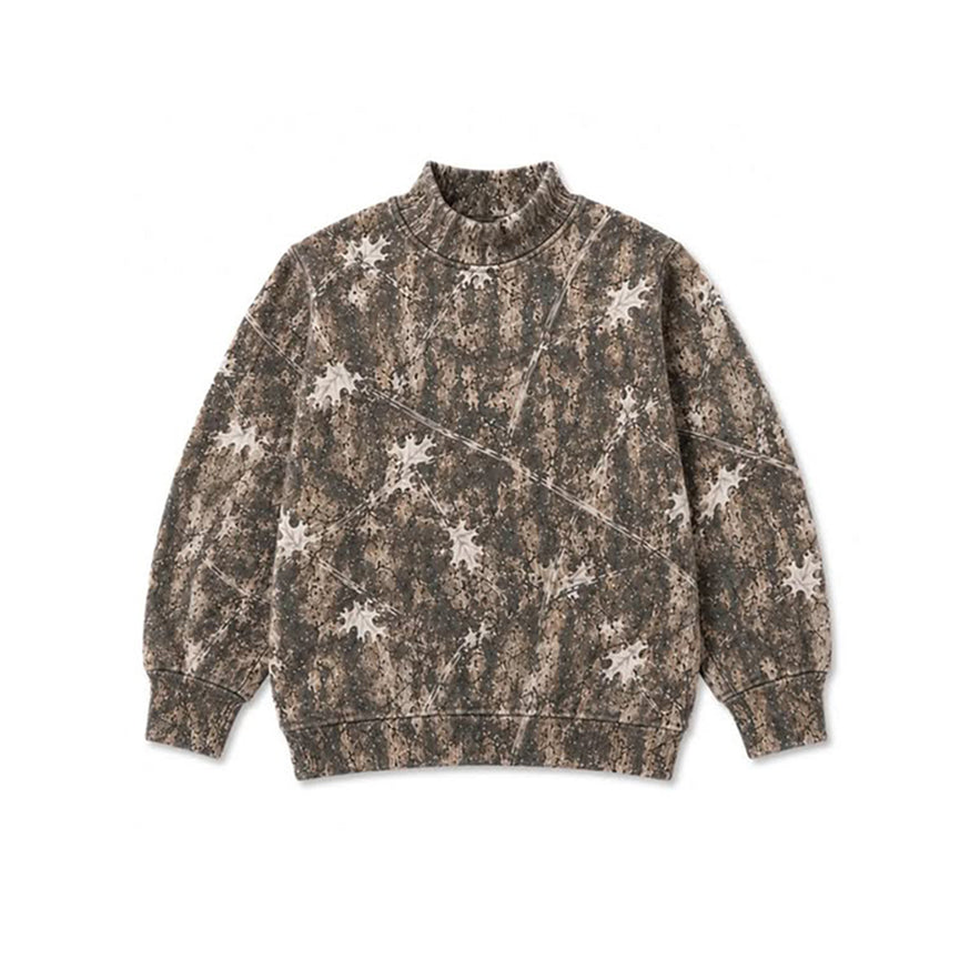 Preorder (moq 5) GT1957 Women Clothes Dark Leopard Print Long Sleeve Mock Neck Sweatshirt