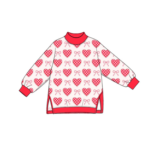 Preorder (moq 5) GT2009 Baby Girl Clothes Red Heart Bow Print Long Sleeve Yoga Top
