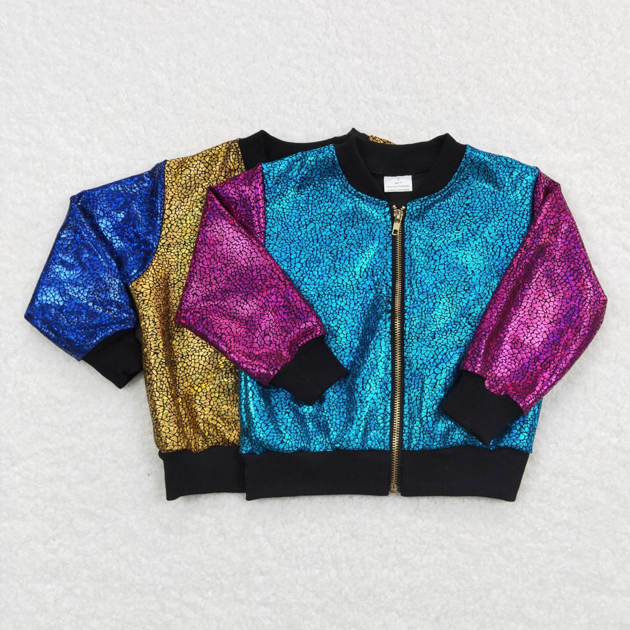 BT0292 western long sleeve leather Jackets golden children girl boy coat RTS 202401