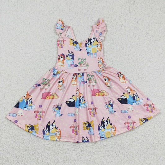 GSD0422 short sleeve children cartoon bluey dog girl dress RTS 20230624