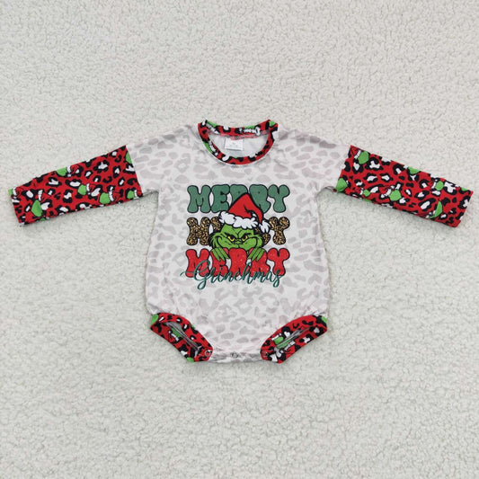 LR0279 Christmas grin Long sleeve girl summer romper rts 20230522