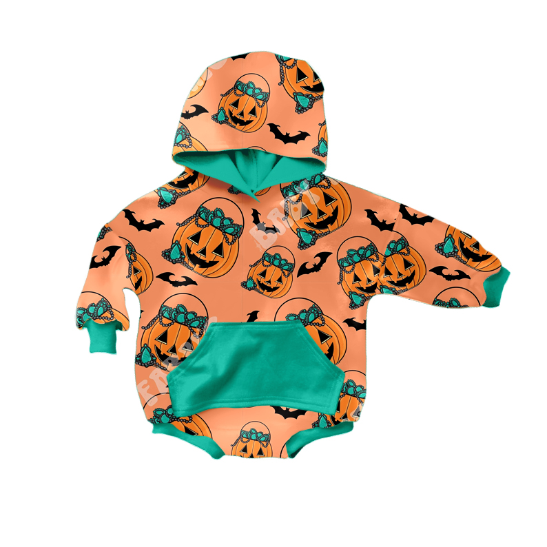 LR0288 pumpkin hoodie Long sleeve girl summer bubble romper preorder 20230429